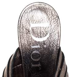 Dior Metallic Leather T Strap Slide Sandals Size 37