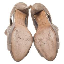 Pre Owned Dior Grey Suede Leather Cutout Open Toe Platform Booties Size 38