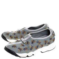 مملوكة مسبقًا حذاء رياضي ديور سليب أون مرصع فيوجن شبك رصاصي مقاس 37