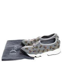 مملوكة مسبقًا حذاء رياضي ديور سليب أون مرصع فيوجن شبك رصاصي مقاس 37