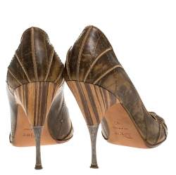 Pre Owned حذاء كعب عالي ديور جلد بني مقاس 40