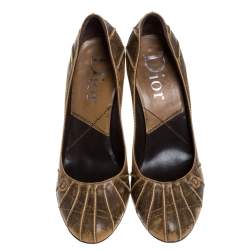 Pre Owned حذاء كعب عالي ديور جلد بني مقاس 40