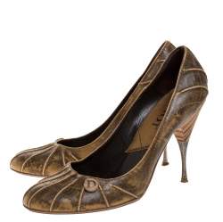 Pre Owned حذاء كعب عالي ديور جلد بني مقاس 40