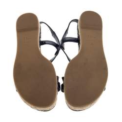 Pre Owned صندل سلايد ديور جلد أزرق إسبادريل بسيور متعاكسة مقاس 36