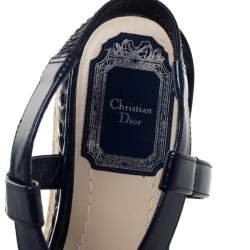 Dior Blue Leather Cross Strap Espadrille Flat Sandals Size 36