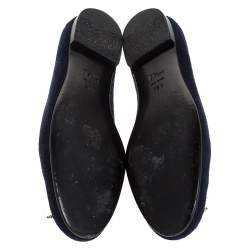 Pre Owned حذاء سليبرز ديور سويدي أزرق فراشة مزخرف مقاس 38