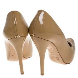 مملوكة مسبقًا Dior Beige Patent Leather Platform Pumps Size 36.5