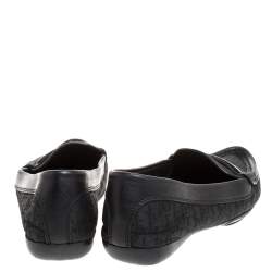 Pre Owned حذاء لوفرز فلات ديور مقدمة مدببة كانفاس مونوغرامي و جلد أسود مقاس 36