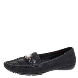 Pre Owned حذاء لوفرز فلات ديور مقدمة مدببة كانفاس مونوغرامي و جلد أسود مقاس 36