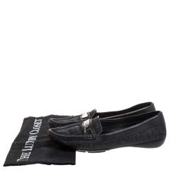 Pre Owned حذاء لوفرز فلات ديور مقدمة مدببة كانفاس مونوغرامي و جلد أسود مقاس 36