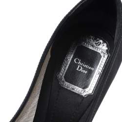 مملوكة مسبقًا Dior Black Mesh and Satin Chiffon Flower Peep Toe Platform Pumps Size 37.5