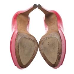 Christian Dior Pink Patent Leather Peep Toe Platform Pumps Size 37.5
