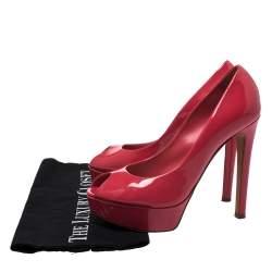 Christian Dior Pink Patent Leather Peep Toe Platform Pumps Size 37.5