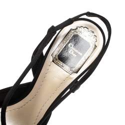 Dior Black Fabric Pointed Toe Slingback Sandals Size 37