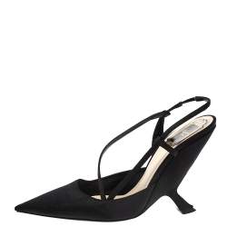Dior Black Fabric Pointed Toe Slingback Sandals Size 37