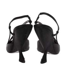 Dior Black Fabric Pointed Toe Slingback Sandals Size 37