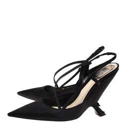 Dior Black Fabric Pointed Toe Slingback Sandals Size 37