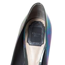 Pre Owned حذاء كعب عالى ديور جلد لامع إريدسنت رمادي مقاس 40