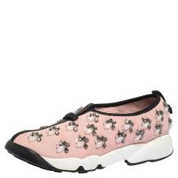 Dior Pink Mesh Fusion Embellished Sneakers Size 39