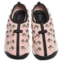 Dior Pink Mesh Fusion Embellished Sneakers Size 39