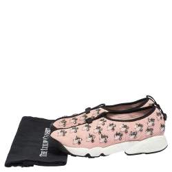 Dior Pink Mesh Fusion Embellished Sneakers Size 39