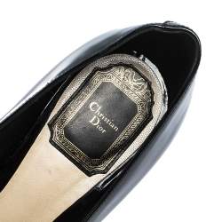 Pre Owned Dior Black Patent Leather Peep Toe Platform Pumps Size 36.5