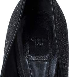 Pre Owned حذاء كعب عالي ديور مقدمة مدببة قصة غير متماثلة سويدي غليتر أسود مقاس 42