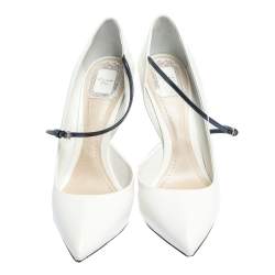 Dior Two Tone Leather Mary Jane Comma Block Heel Pointed Toe Pumps Size 41.5