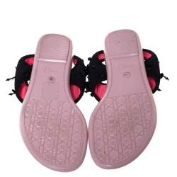 Dior Black Mesh Embellished Fusion Thong Flat Sandals Size 36