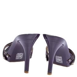 Dior Purple/Beige Patent Leather And Canvas Open Toe Sandals Size 38