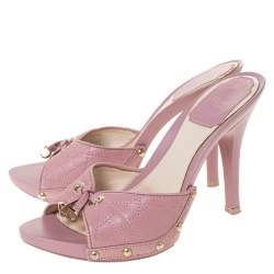 Pre Owned Dior Pink Cannage Leather Platform Open Toe Sandals Size 35