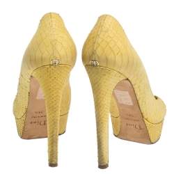 Dior Yellow Python Embossed Miss Dior Pumps Size 38.5