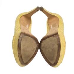 Dior Yellow Python Embossed Miss Dior Pumps Size 38.5