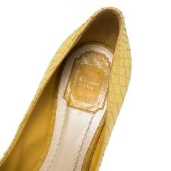 Dior Yellow Python Embossed Miss Dior Pumps Size 38.5