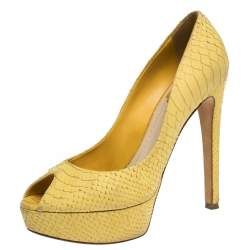 Dior Yellow Python Embossed Miss Dior Pumps Size 38.5