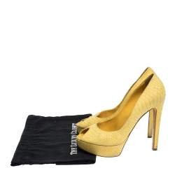 Dior Yellow Python Embossed Miss Dior Pumps Size 38.5