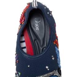 Pre Owned حذاء رياضي ديور فيوجن شبكة زرقاء مزخرف بعنق منخفض مقاس 36