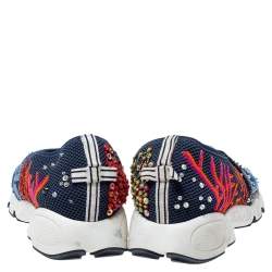 Pre Owned حذاء رياضي ديور فيوجن شبكة زرقاء مزخرف بعنق منخفض مقاس 36