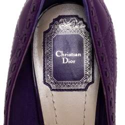 مملوكة مسبقًا حذاء كعب عالى ديور نعل سميك فيونكة جلد كاناج بنفسجى مقاس 39