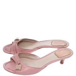 Dior Pink Leather Lock Slide Sandals Size 37.5