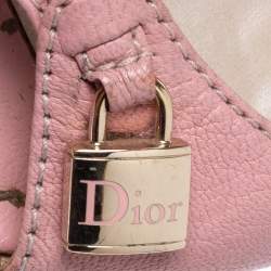 Dior Pink Leather Lock Slide Sandals Size 37.5