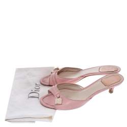 Dior Pink Leather Lock Slide Sandals Size 37.5