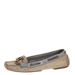 Dior Purple/Cream Python CD Logo Loafers Size 38