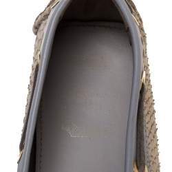 Dior Purple/Cream Python CD Logo Loafers Size 38