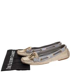 Dior Purple/Cream Python CD Logo Loafers Size 38