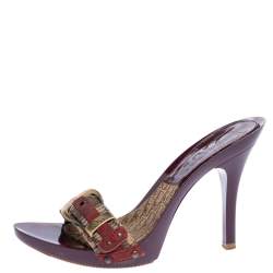 Dior Burgundy Canvas Clogs Sandals Size 37