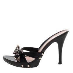 Dior Leather Bow Open Toe Sandals Size 37