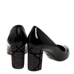 Dior Black Patent Leather Embellished Heel Pumps Size 37.5