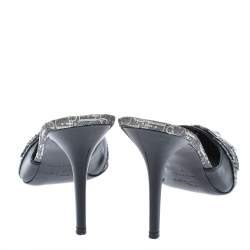 Pre Owned صندل مول ديور كانفاس أوبليك وجلد أسود مقاس 40