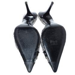 Pre Owned صندل مول ديور كانفاس أوبليك وجلد أسود مقاس 40